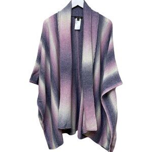 Iman Purple Ombre Poncho Cardigan XS/S Oversized Ruana Womens Sweater Shawl